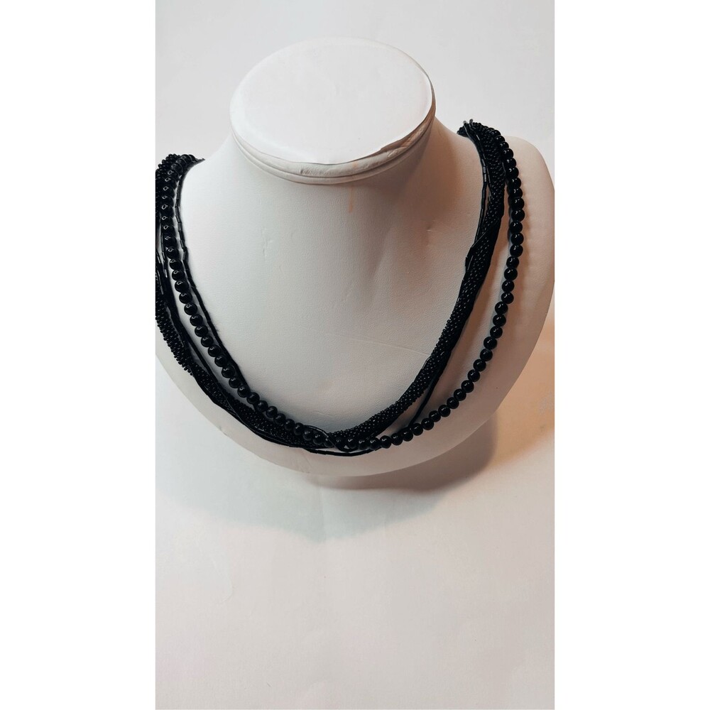 Necklace 12” black beaded with defect